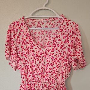 ChicSoul | Pink And Red Valentines Peplum Top Size 1X